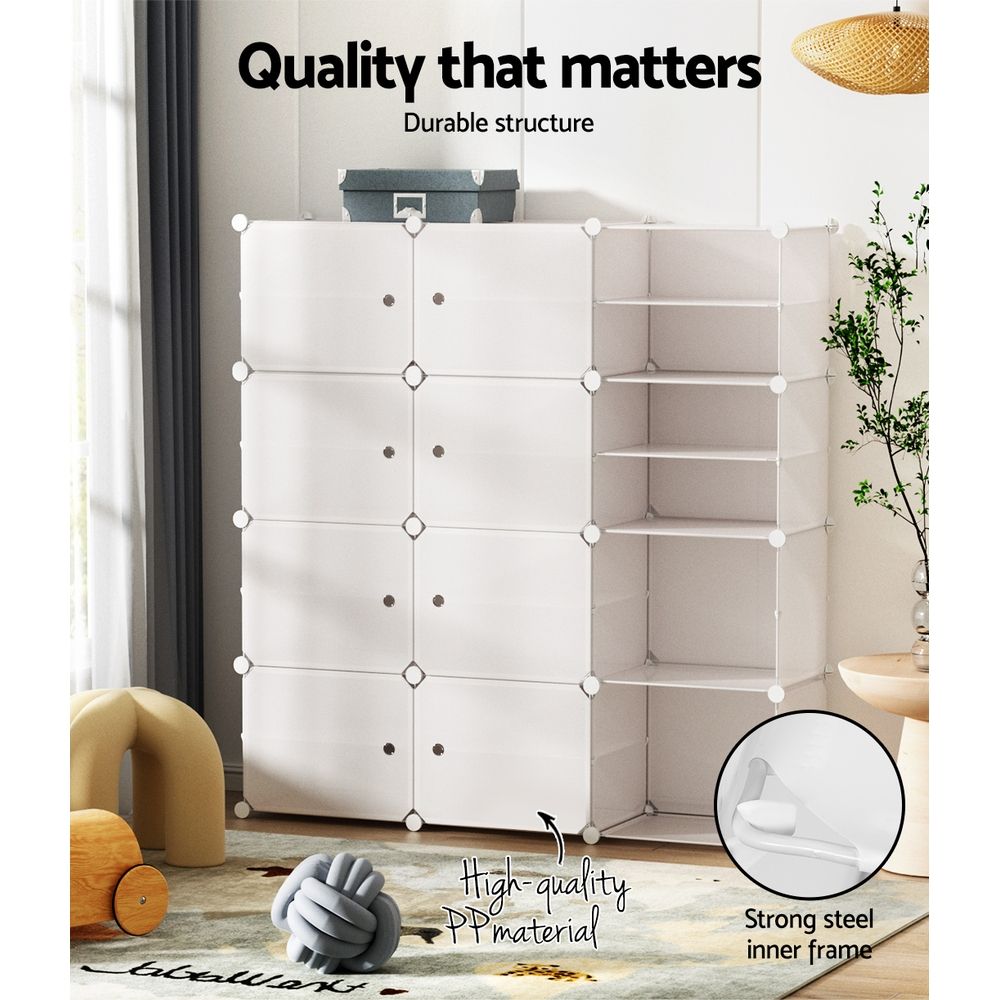Artiss DIY Stackable Shoe Rack 12 Cube Storage Cabinet White Modular Organizer