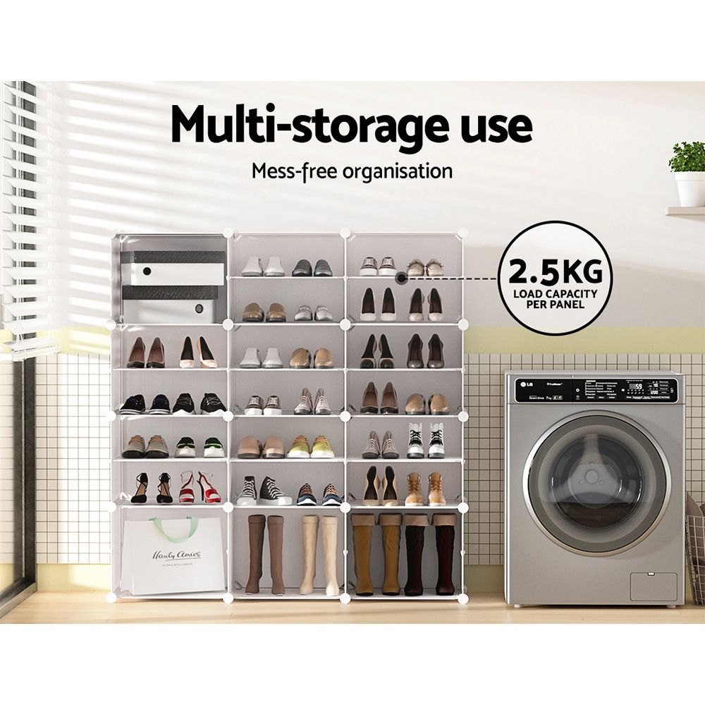 Artiss DIY Stackable Shoe Rack 12 Cube Storage Cabinet White Modular Organizer