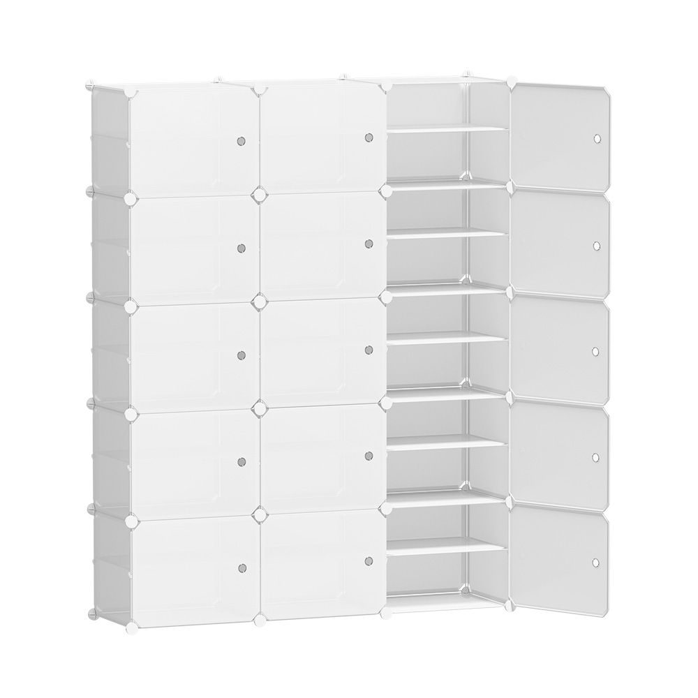 Artiss DIY Stackable Shoe Rack 15 Cube Storage Cabinet White Modular Organizer