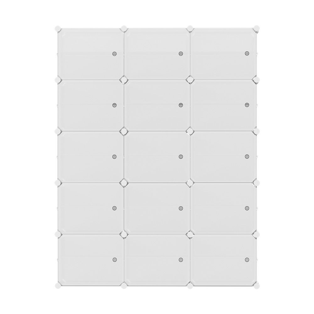 Artiss DIY Stackable Shoe Rack 15 Cube Storage Cabinet White Modular Organizer