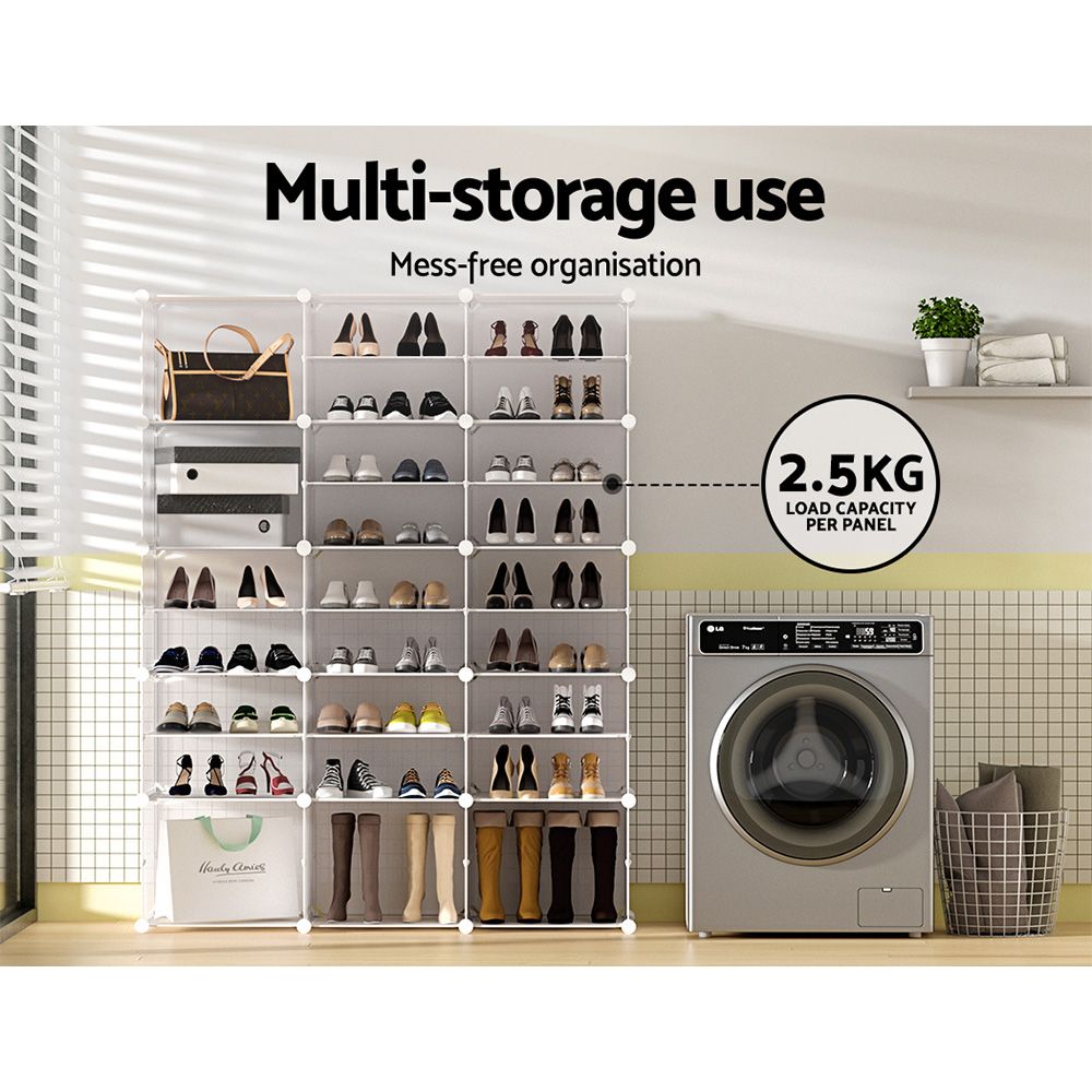 Artiss DIY Stackable Shoe Rack 15 Cube Storage Cabinet White Modular Organizer