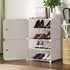 DIY Stackable Shoe Rack Storage Cube Set 2 White PP Steel Frame Cabinet