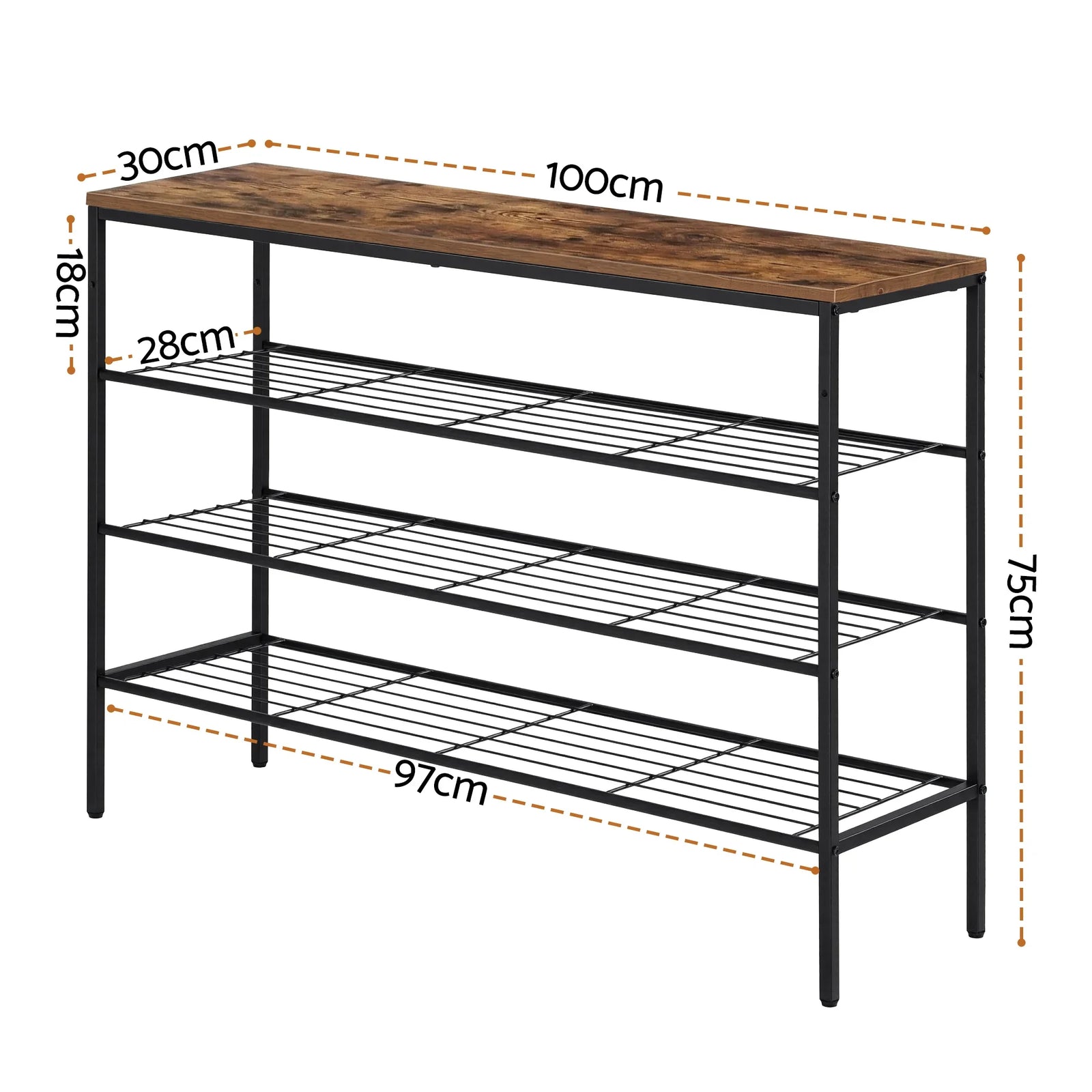 Shoe Rack 4 tier Storage Organiser Walnut