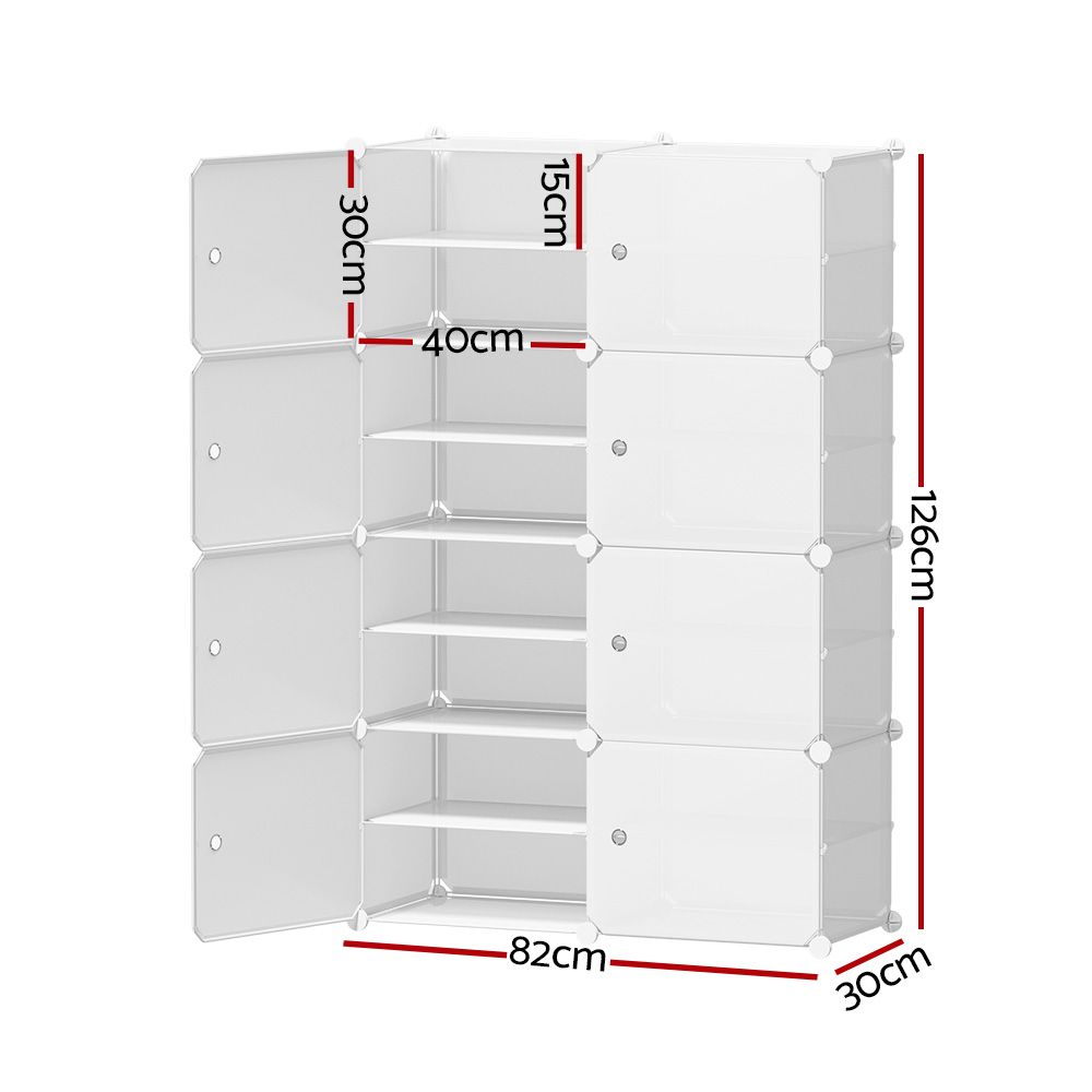 Artiss Shoe Rack DIY Set of 8 Storage Cube Stackable White