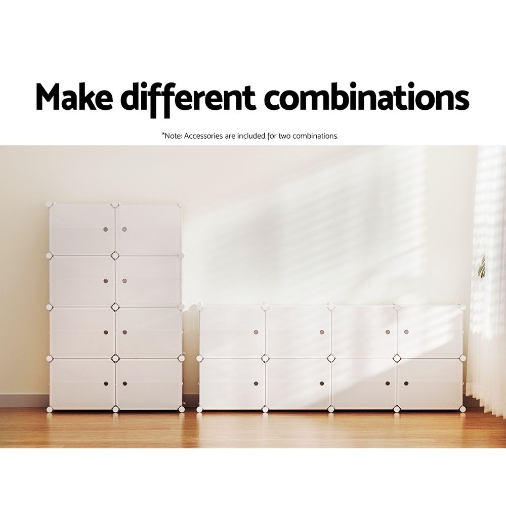 Artiss Shoe Rack DIY Set of 8 Storage Cube Stackable White