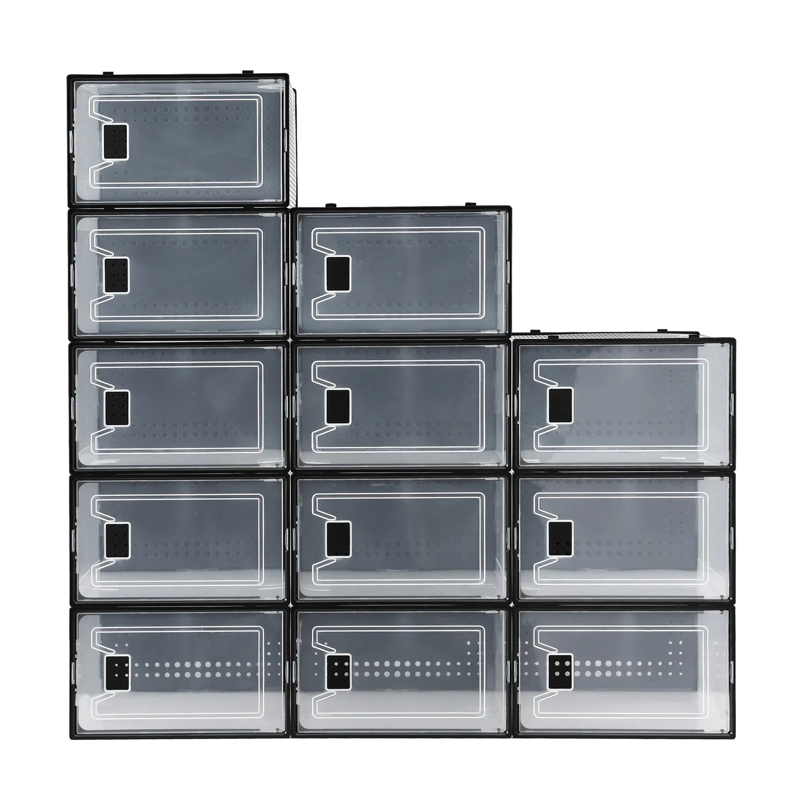 Shoe Storage Box DIY Set of 12 Stackable Black