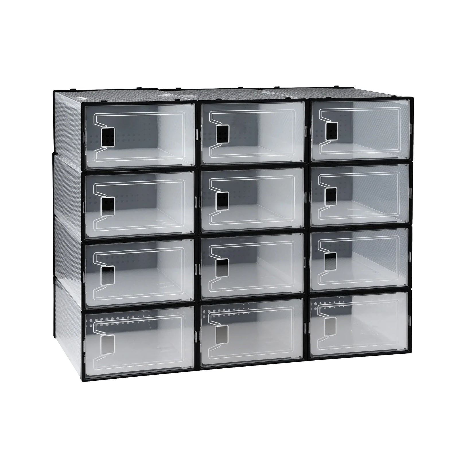 Shoe Storage Box DIY Set of 12 Stackable Black