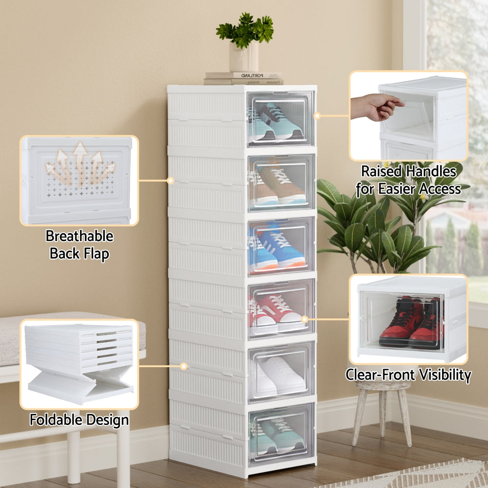 Artiss Foldable Shoe Rack Organizer 6 Tier Storage Shelf Hallway