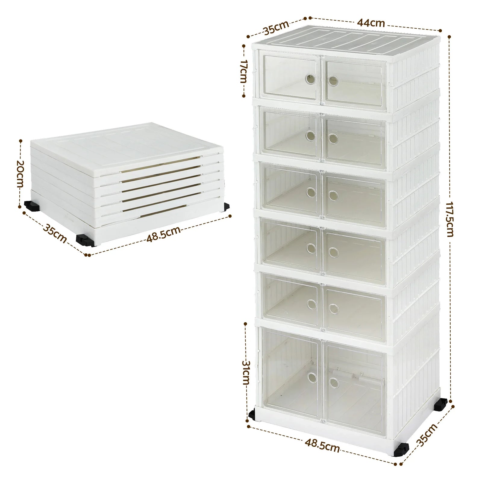 Foldable Shoe Storage Box 6 Tier 12 Pairs Entryway