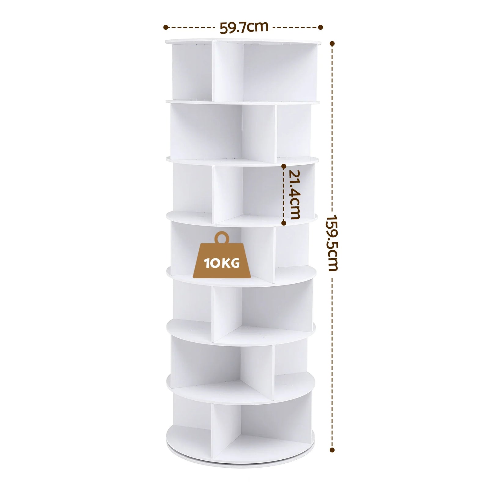 7 Tier 360° Rotating Shoe Rack Storage Display Shelf White