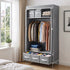 Large Portable Clothes Closet Wardrobe with Tiebacks Grey