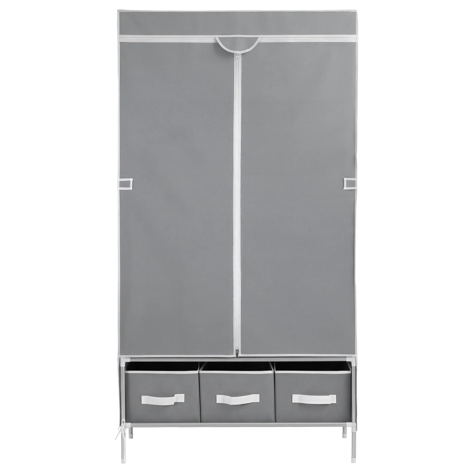 Large Portable Clothes Closet Wardrobe with Tiebacks Grey