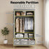Large Portable Clothes Closet Wardrobe with Tiebacks Grey