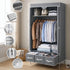 Large Portable Clothes Closet Wardrobe with Tiebacks Grey