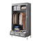 Large Portable Clothes Closet Wardrobe with Tiebacks Grey