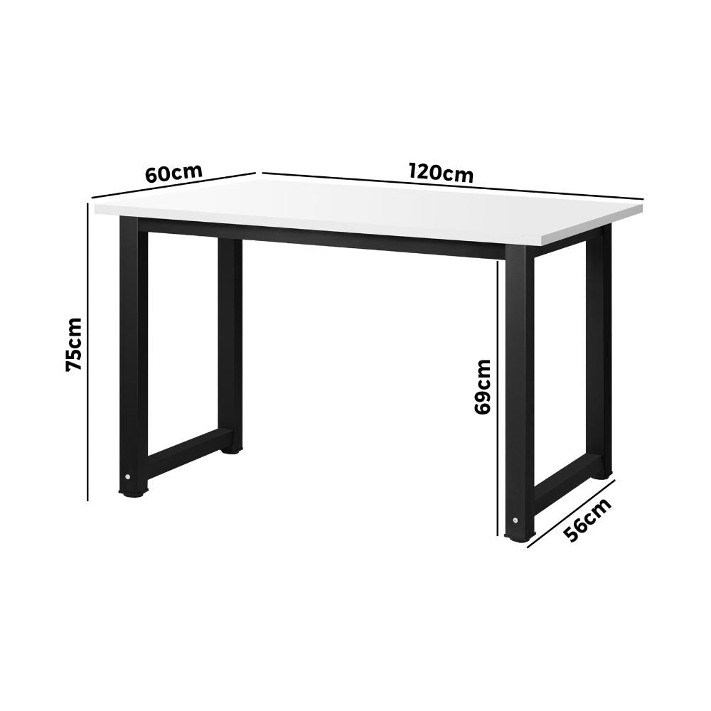 Computer Desk Metal Frame White Top 120cm