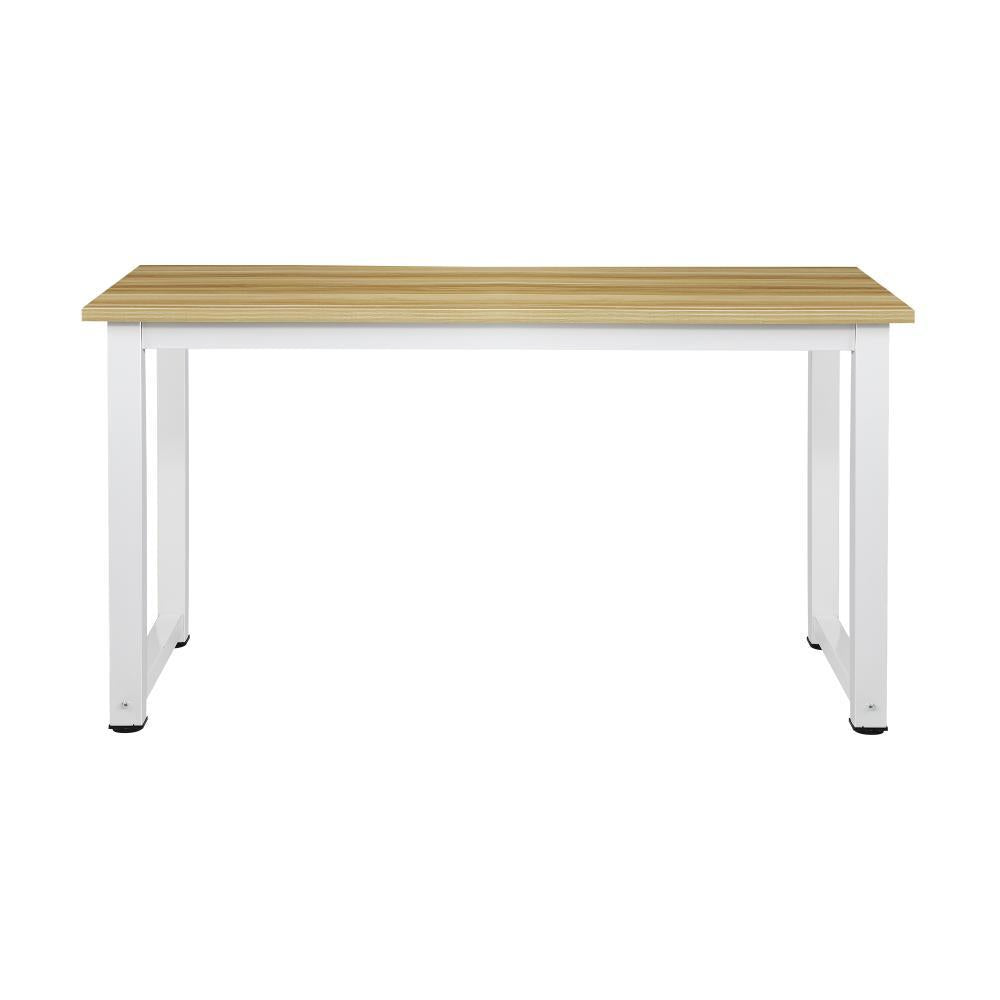 Computer Desk White Frame Wood Top 120cm