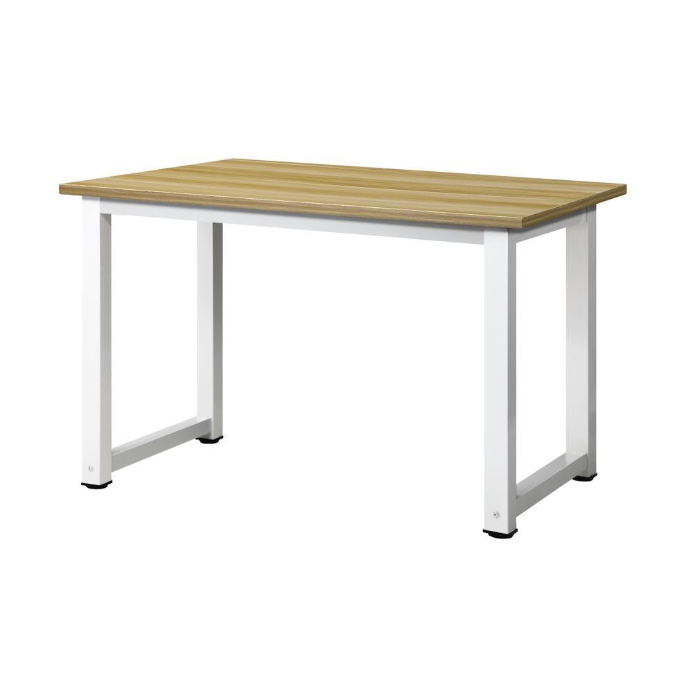 Computer Desk White Frame Wood Top 120cm