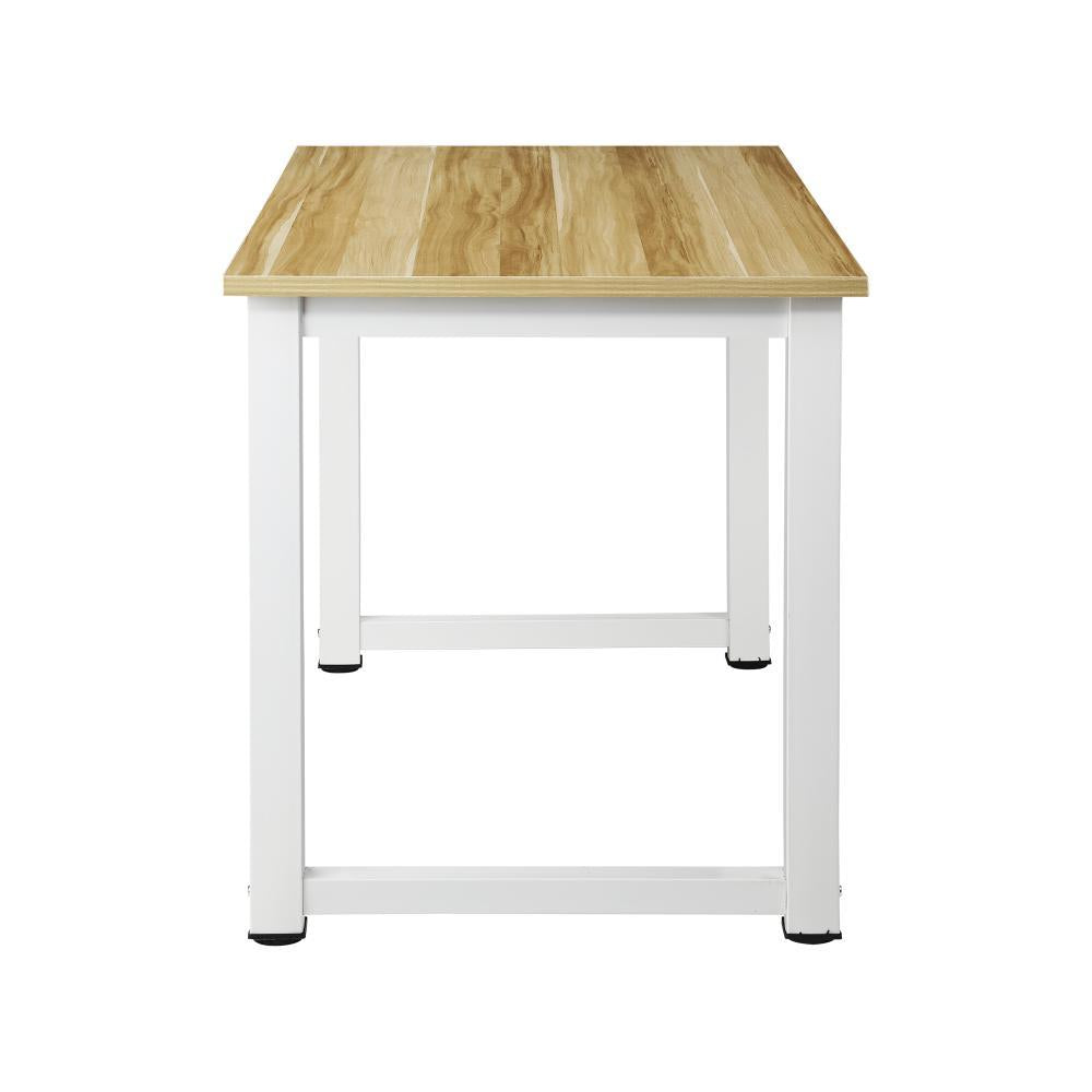 Computer Desk White Frame Wood Top 120cm
