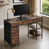 Oikiture Computer Desk 120cm – Industrial Table with 6 Fabric Drawers & Shelves