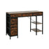 Oikiture Computer Desk 120cm – Industrial Table with 6 Fabric Drawers & Shelves