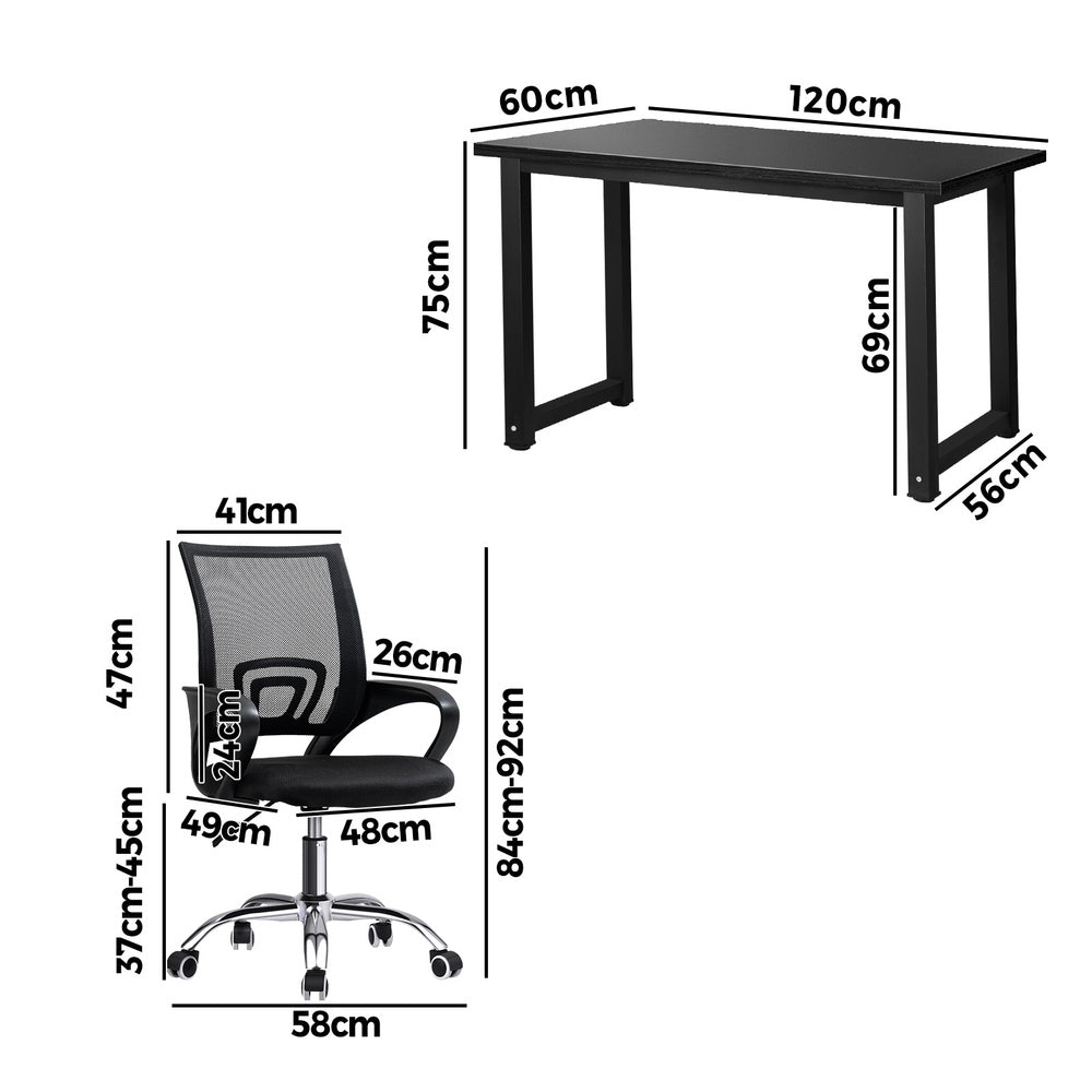 Home Office Set Black Computer Desk and Mesh Office Chair