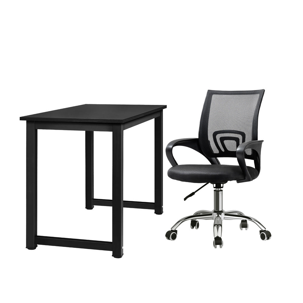 Home Office Set Black Computer Desk and Mesh Office Chair