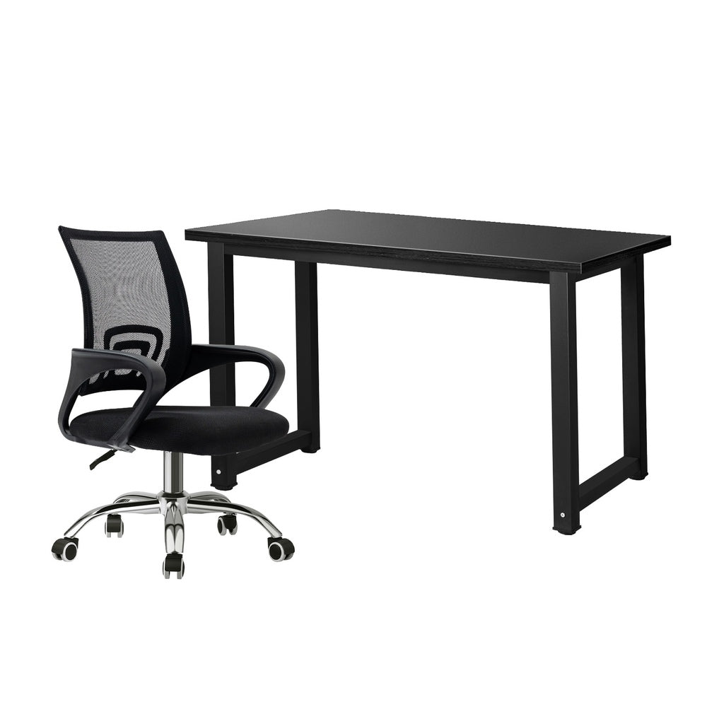 Home Office Set Black Computer Desk and Mesh Office Chair