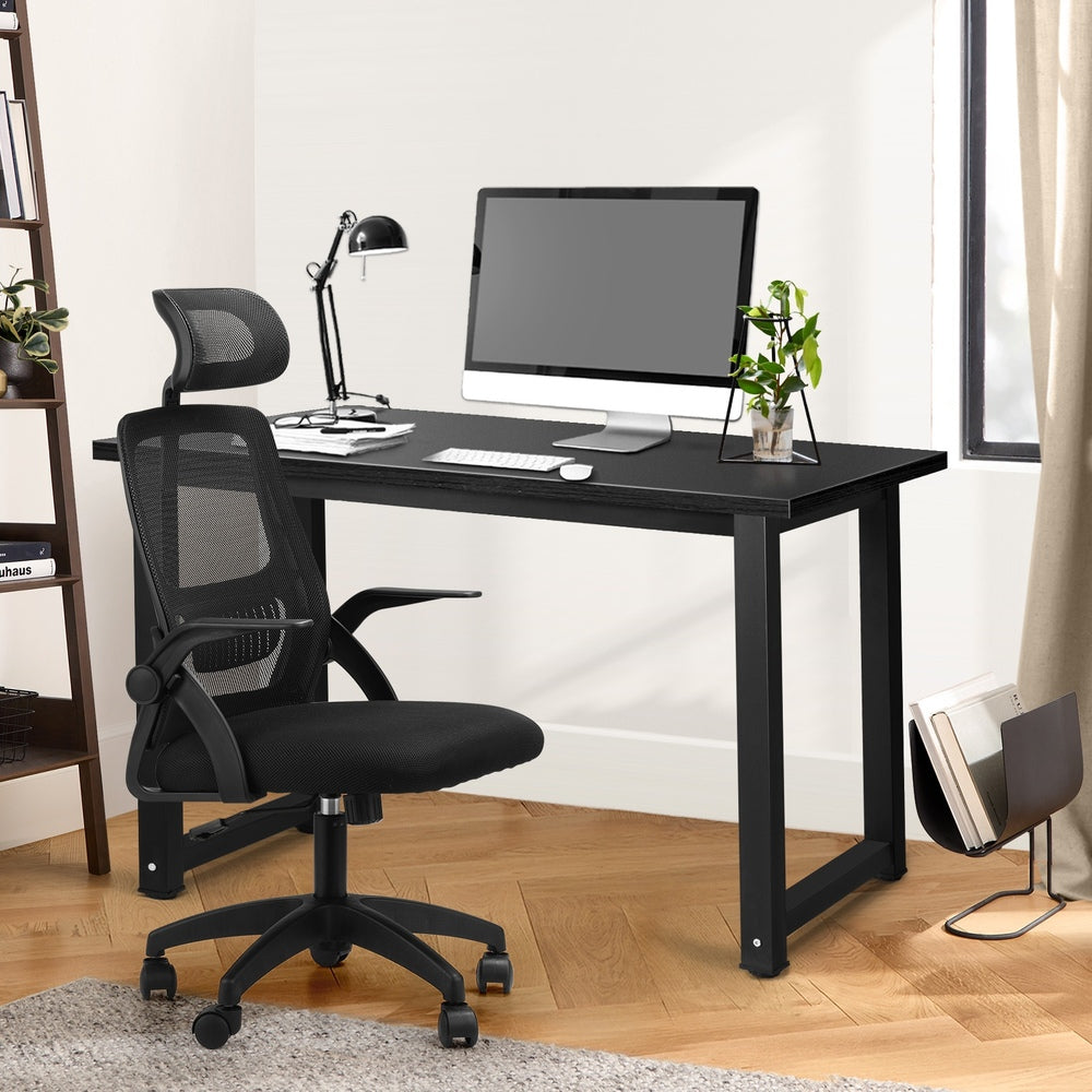 Home Office Set Computer Desk and Mesh Office Chair Black