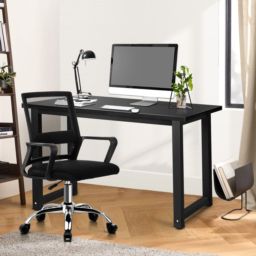Home Office Desk and Chair Set Black Computer Table
