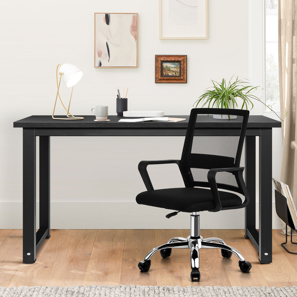 Home Office Desk and Chair Set Black Computer Table