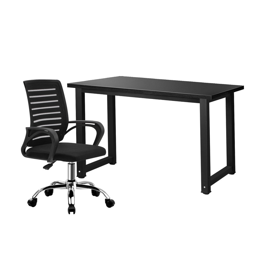 Home Office Desk and Chair Set Black Table Office Chair