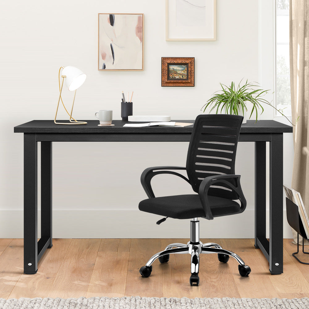 Home Office Desk and Chair Set Black Table Office Chair
