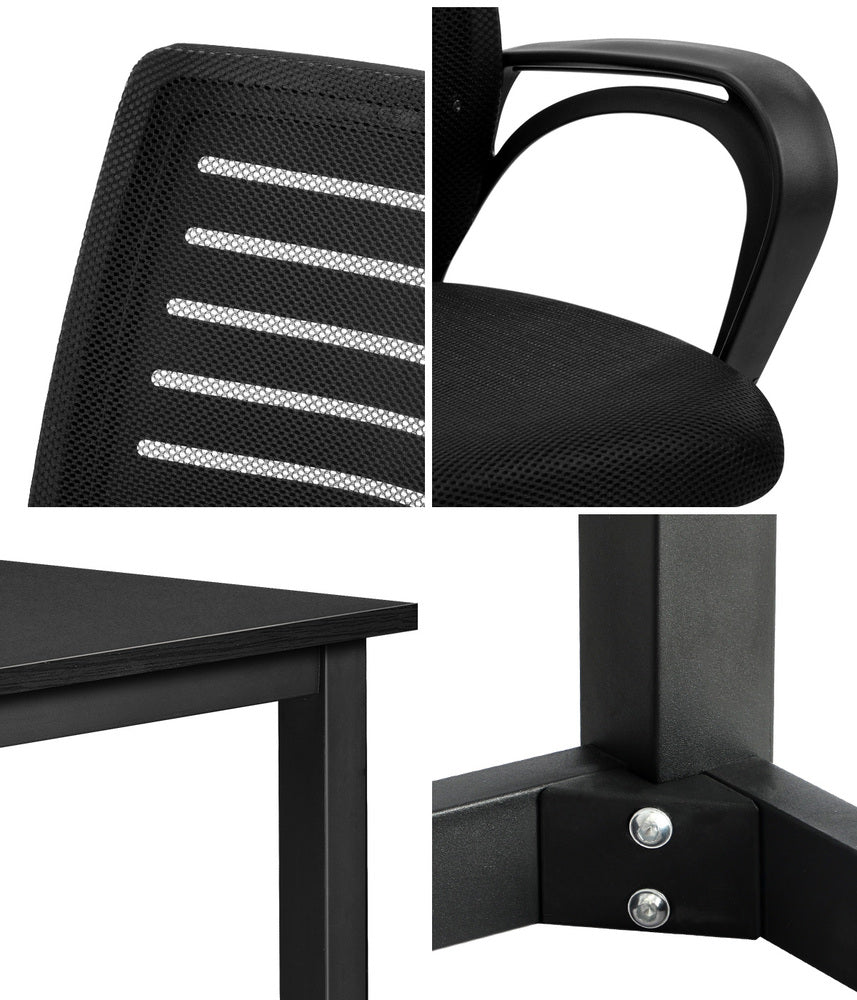 Home Office Desk and Chair Set Black Table Office Chair