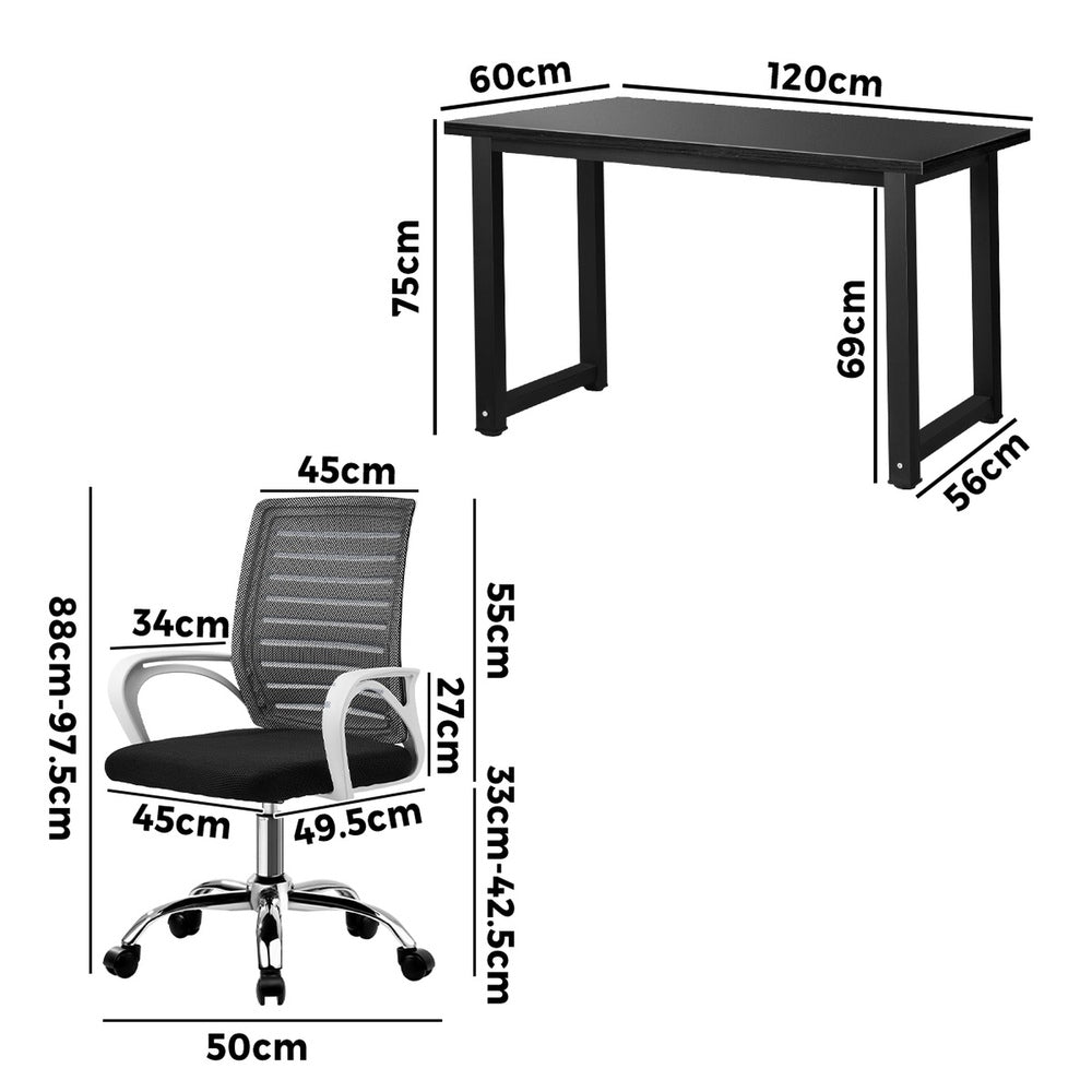 Home Office Desk and Chair Set BK&WH Table Office Chair