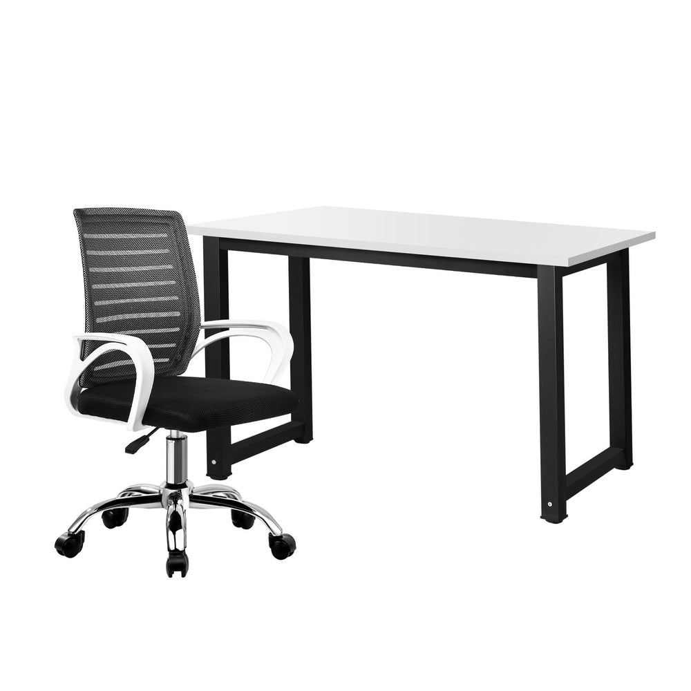 Home Office Desk and Chair Set BK&WH Gaming Desk Office Chair