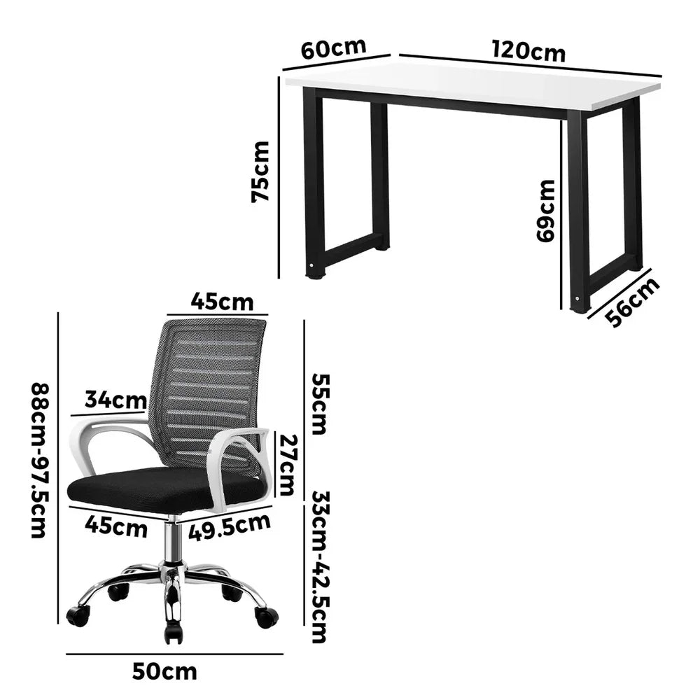 Home Office Desk and Chair Set BK&WH Gaming Desk Office Chair