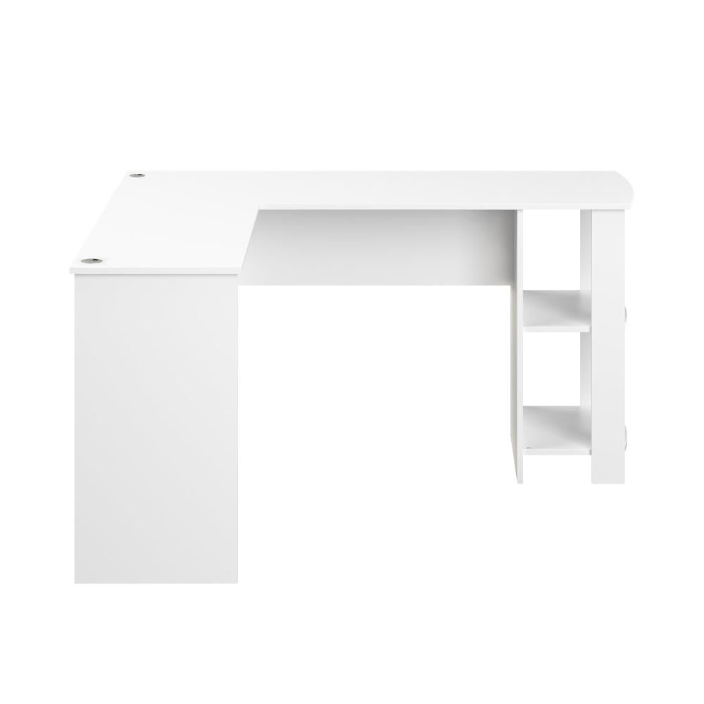 L-shape Computer Desk with Storage Shelves White