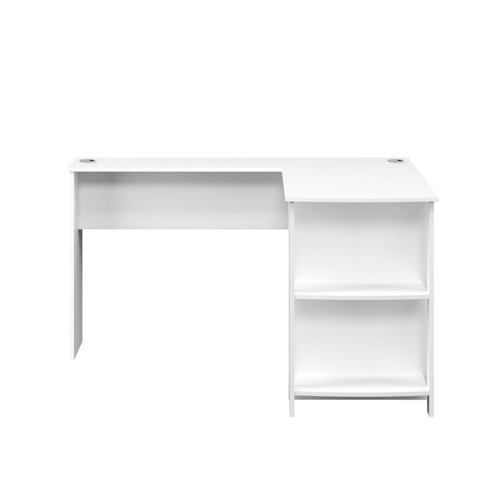 L-shape Computer Desk with Storage Shelves White