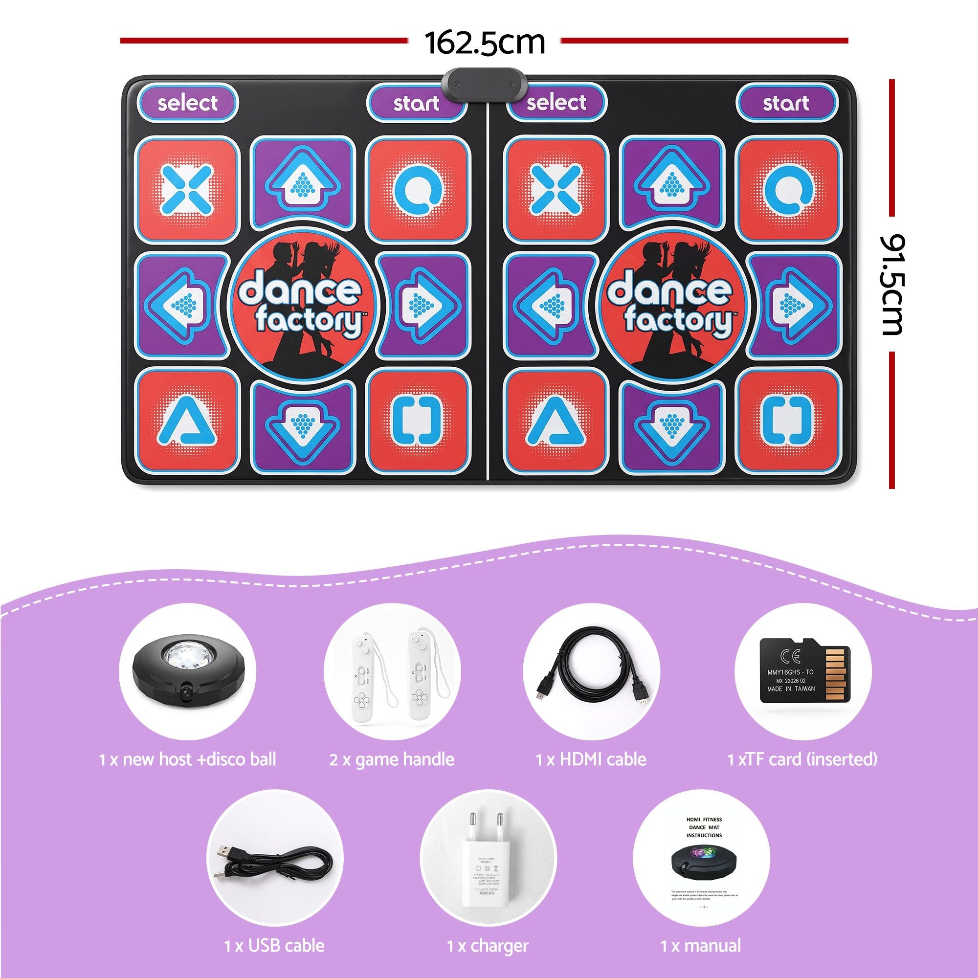 Keezi 2 Player HDMI Dance Mat AR Camera 120+ Games Kids & Adults TV Dance Pad