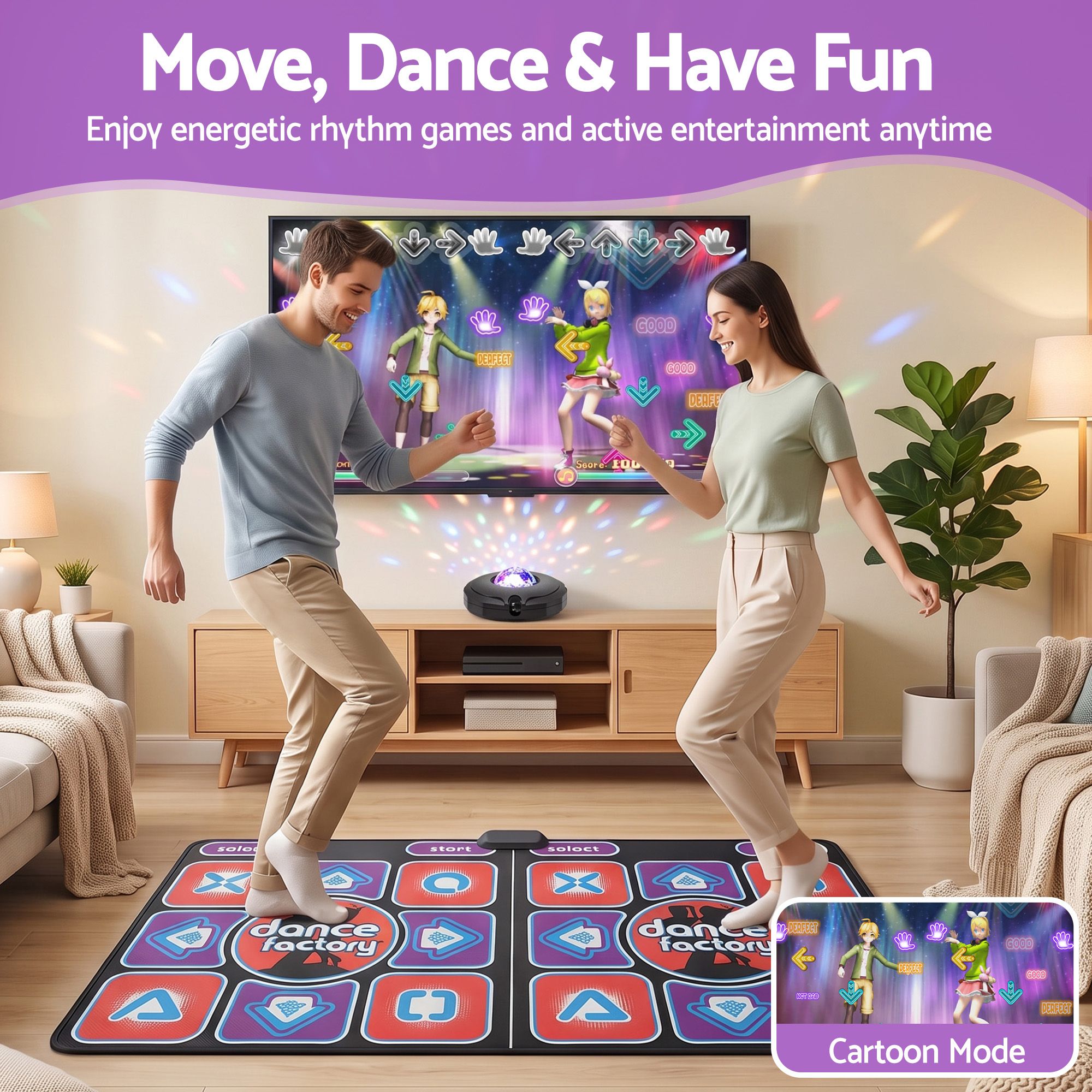 Keezi 2 Player HDMI Dance Mat AR Camera 120+ Games Kids & Adults TV Dance Pad