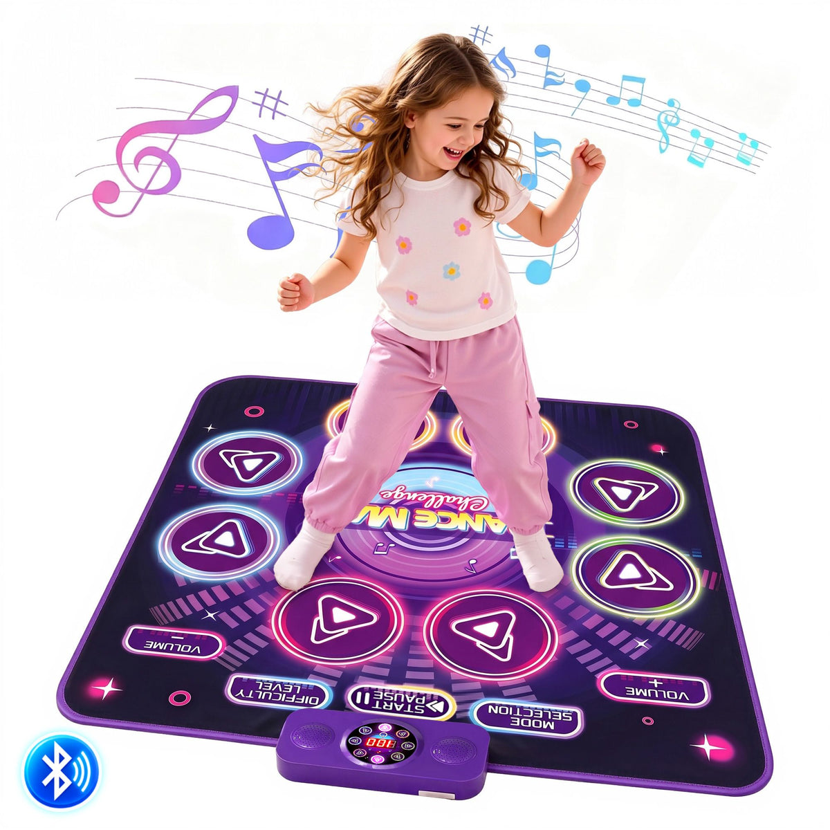 Keezi Kids Bluetooth Dance Mat 4 Modes Rechargeable Electronic Dance Pad Purple