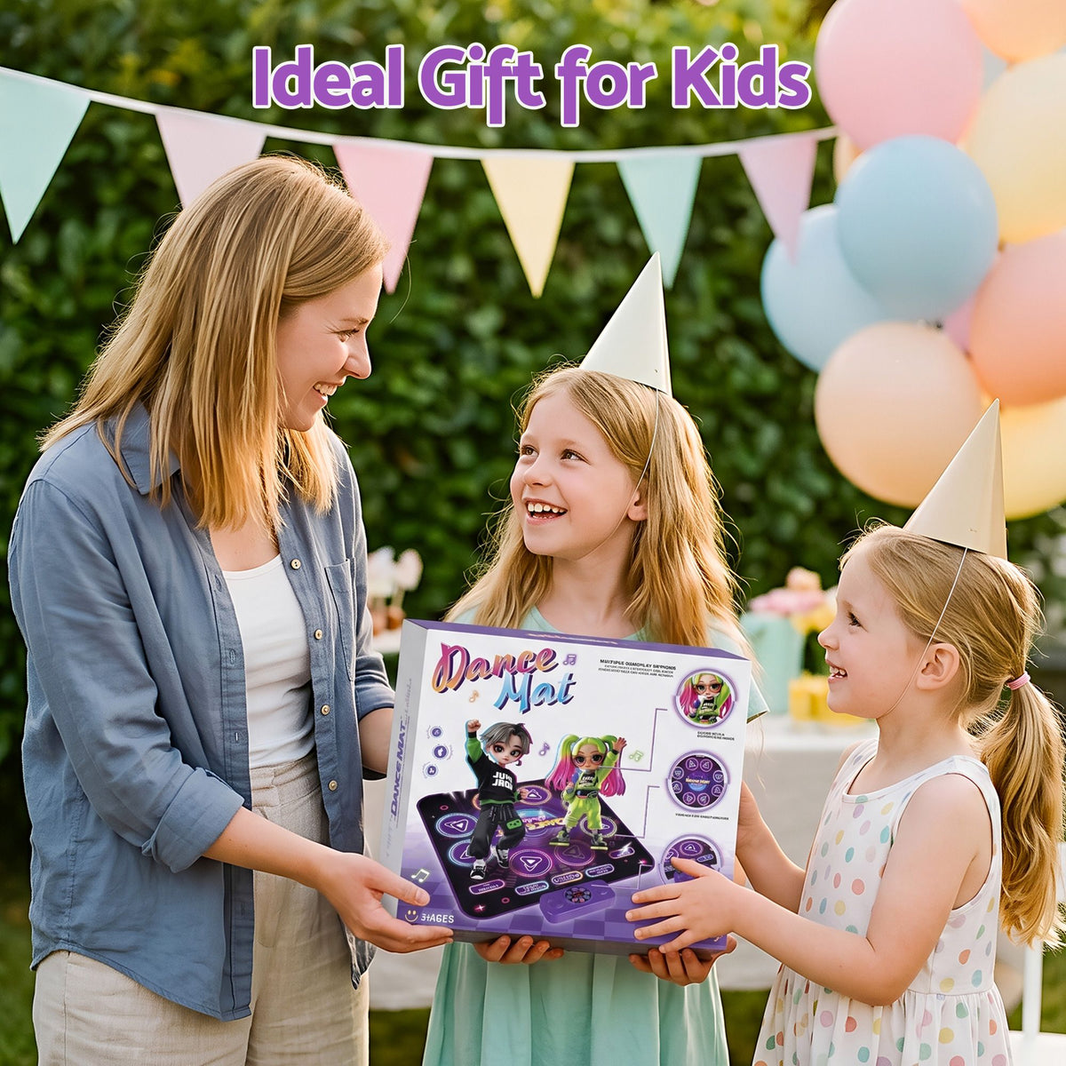 Keezi Kids Bluetooth Dance Mat 4 Modes Rechargeable Electronic Dance Pad Purple