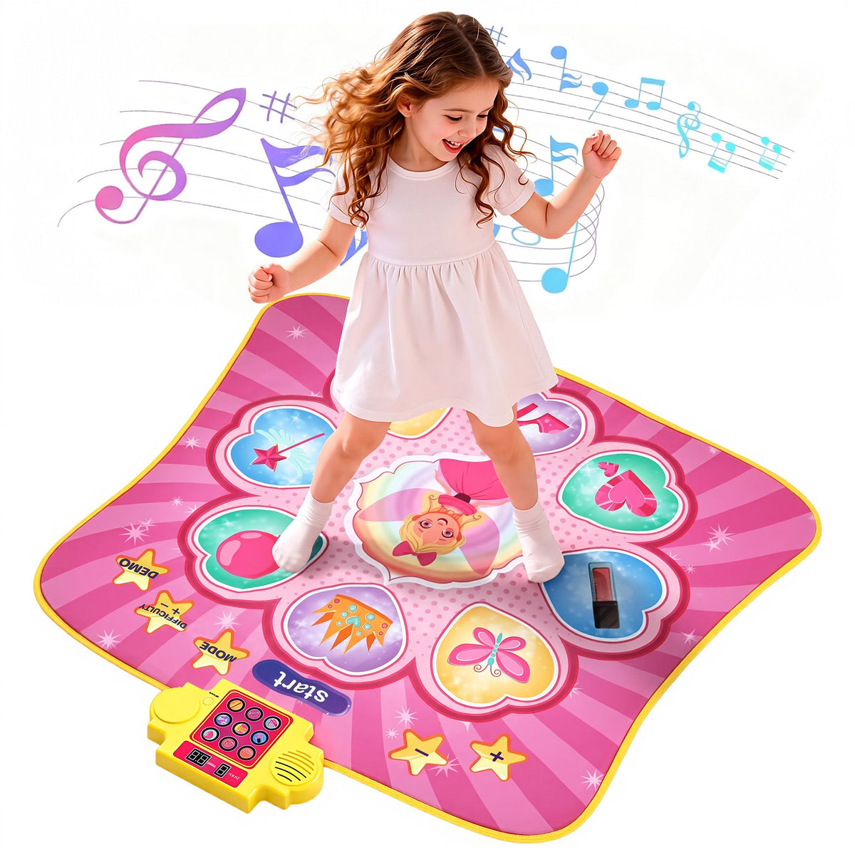 Keezi Kids Electronic Dance Mat Princess Theme 3 Game Modes LED Ages 3-12 Pink