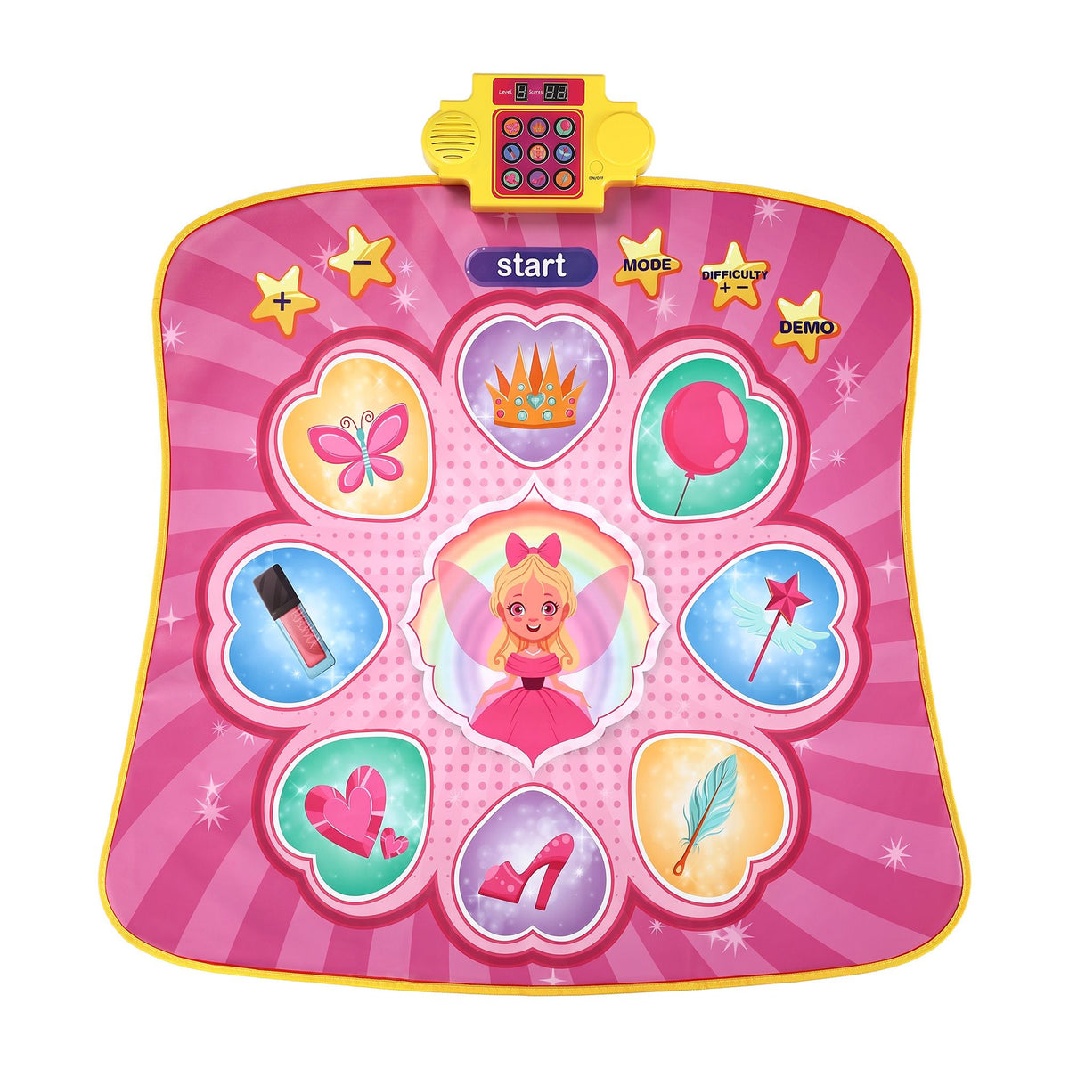 Keezi Kids Electronic Dance Mat Princess Theme 3 Game Modes LED Ages 3-12 Pink