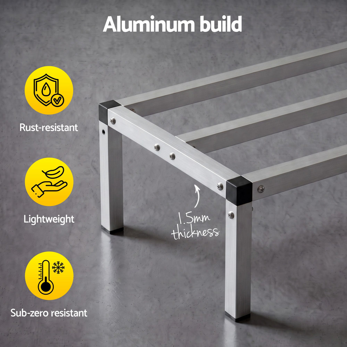 Giantz 61x36cm Aluminum Dunnage Rack, 454kg Capacity, Kitchen Platform