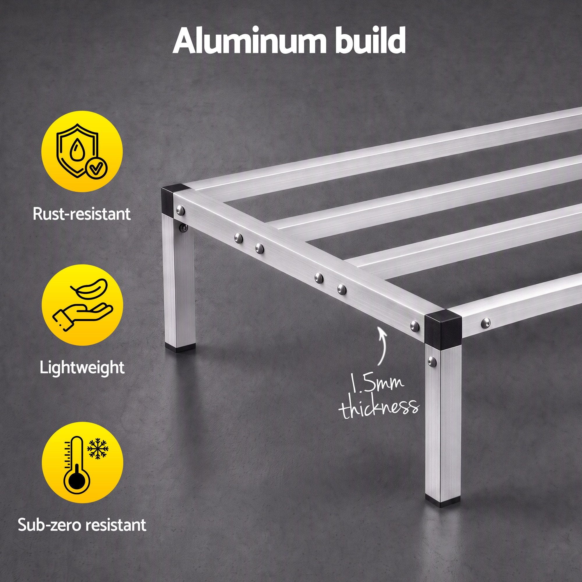Giantz 122x51cm Aluminum Dunnage Rack, 454kg Capacity, Kitchen Platform
