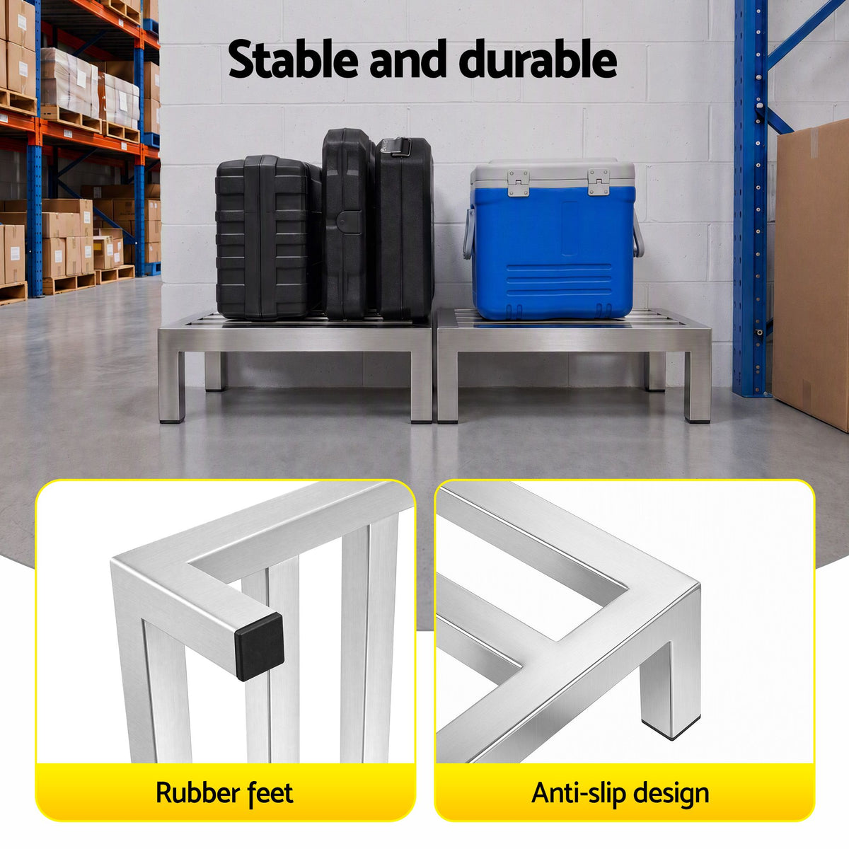 Giantz 35x35cm Dunnage Rack 2-Pack, Stainless Steel, 454kg Load Capacity