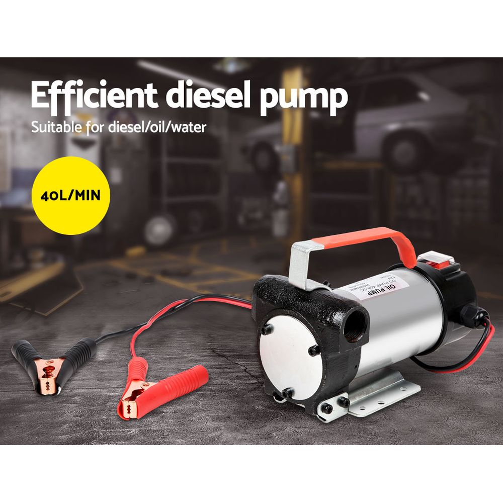 12V Diesel Oil Transfer Pump 40L Min Fuel Pump with Auto Nozzle