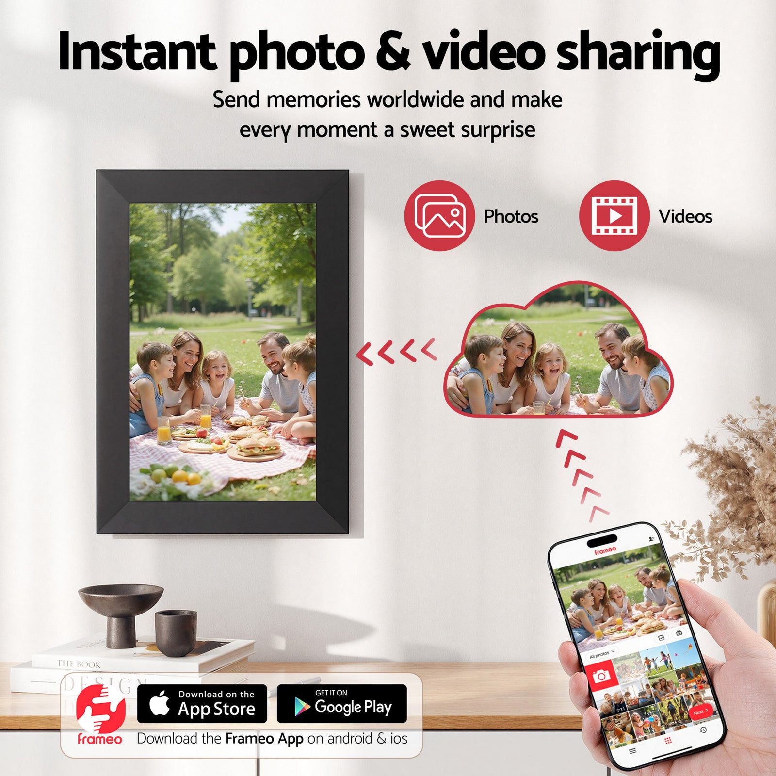 Digital Photo Frame 10.1 Inch WIFI Touch-Screen Picture Video Player 32G